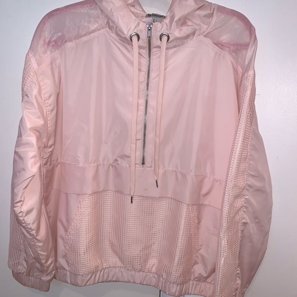 FOREVER 21 light pink half zip windbreaker